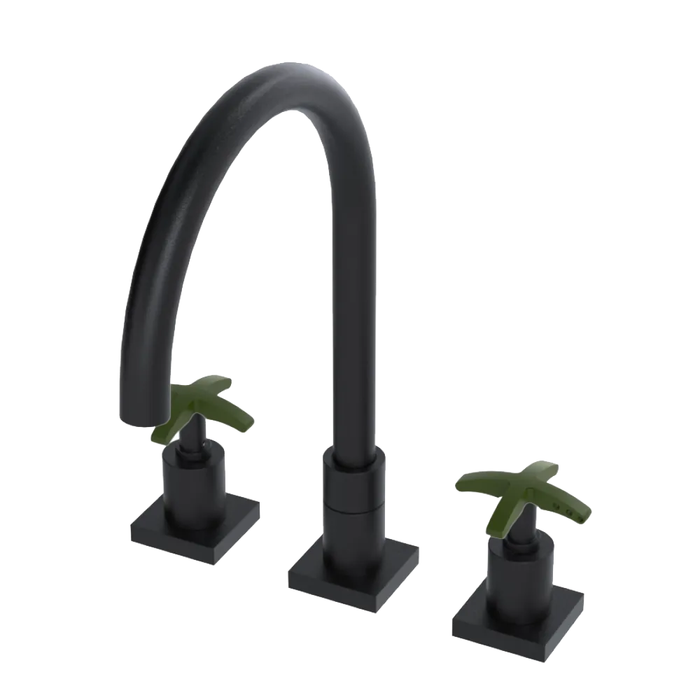 Rubinet Widespread Kitchen Set Matt Black