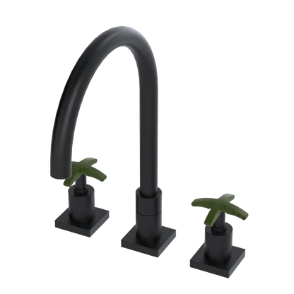 Rubinet Widespread Kitchen Set Matt Black