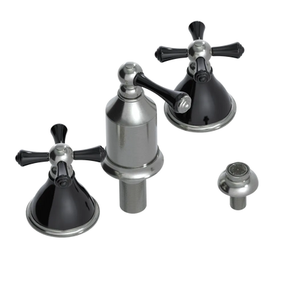 Rubinet Bidet Fitting with Spray, Diverter, and Vacum Breaker (Less Drain) Satin Nickel