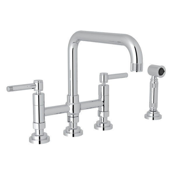 ROHL Campo Deck Mount U-Spout 3 Leg Bridge Faucet With Sidespray