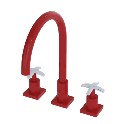 Rubinet Widespread Kitchen Set Red