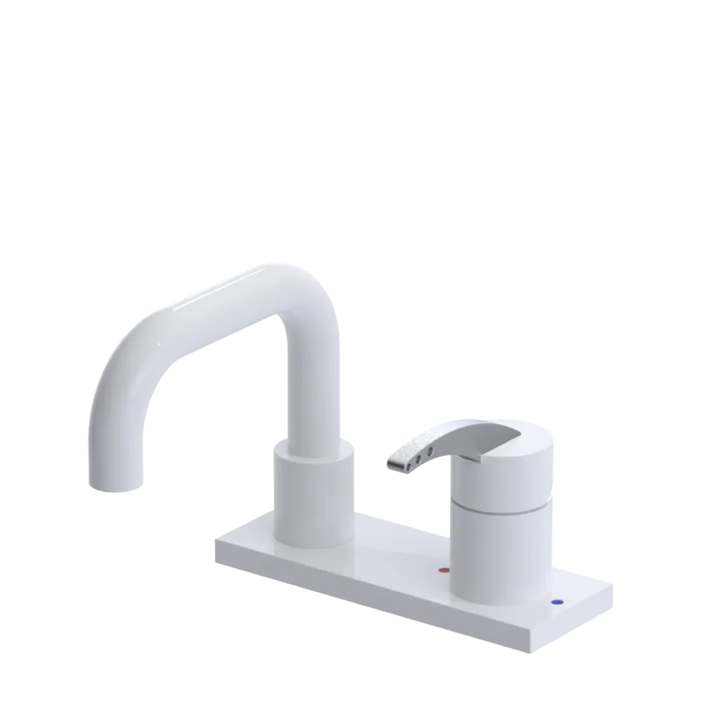 Rubinet 4" Centre Single Control Lav. Set. with Genesis spout (less drain) White