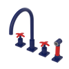 Rubinet Widespread Kitchen Set with Hand Spray Midnight Blue