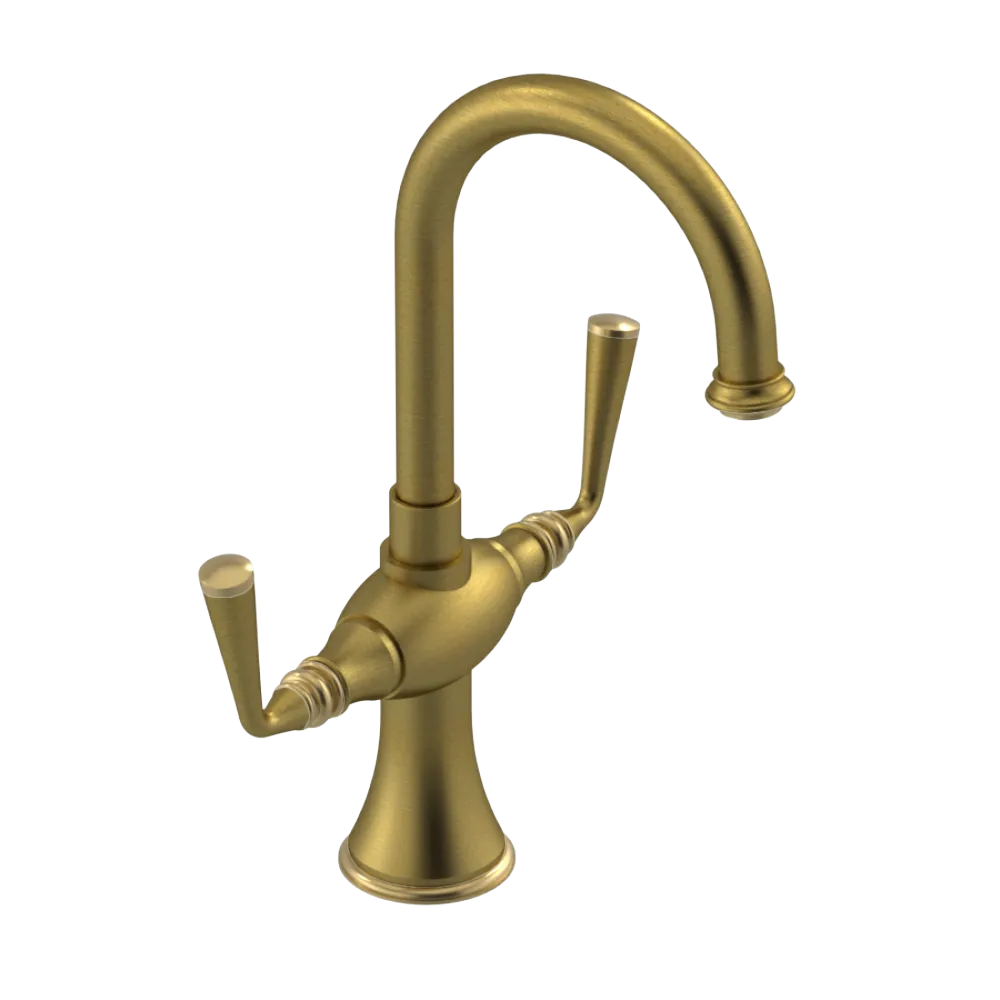 Rubinet Single Hole Dual Handle Lav. Set. (less drain) Antique Brass Matt