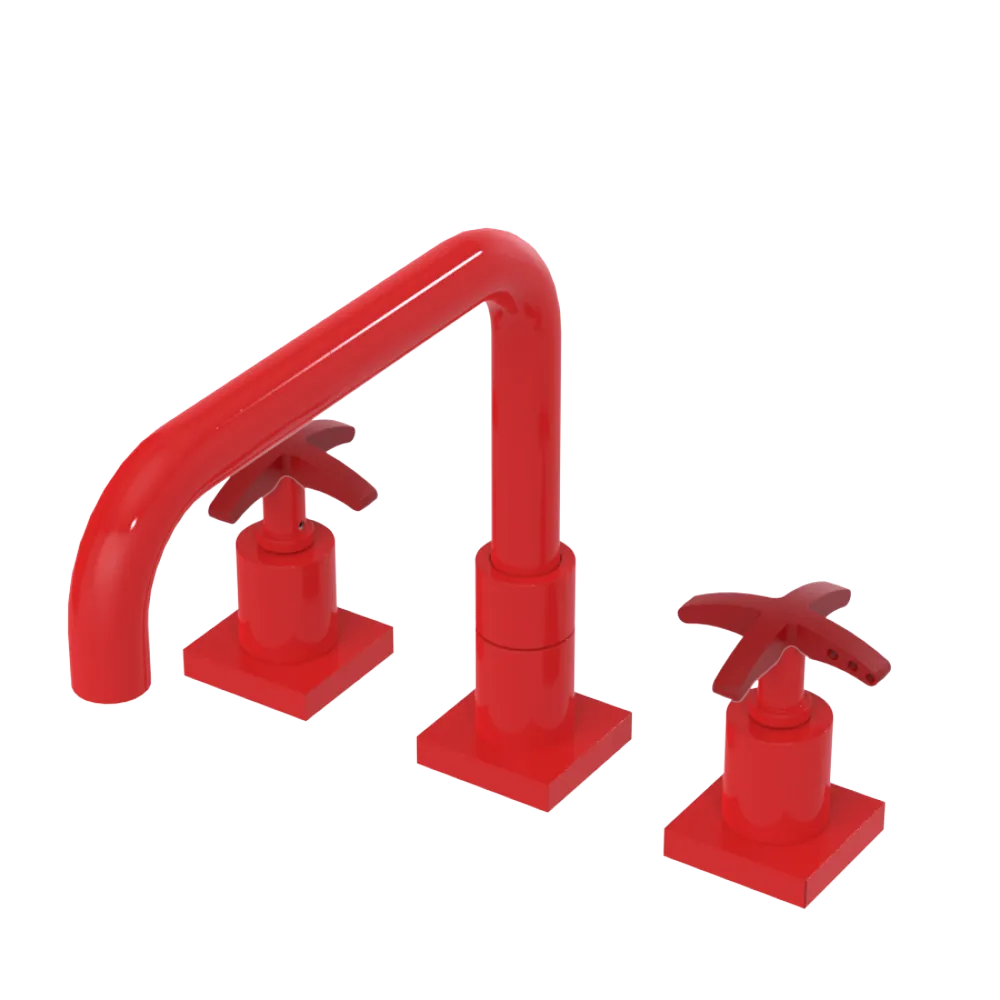 Rubinet Widespread Kitchen Set with Genesis Spout Red