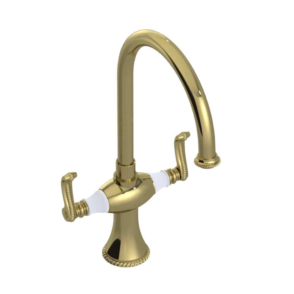 Rubinet Two Handle Single Hole Kitchen Set Natural Brass