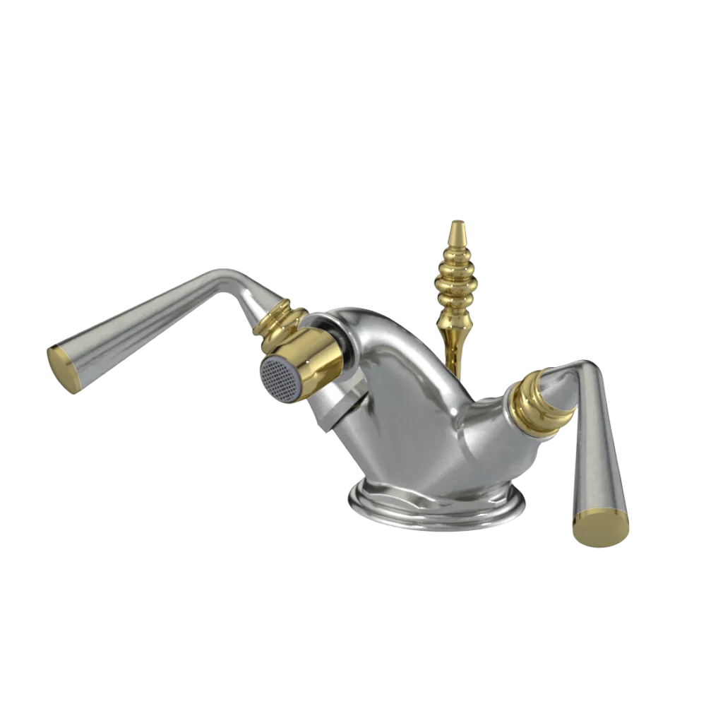 Rubinet Single Hole Dual Handle Bidet Fitting (Less Drain) Satin Nickel