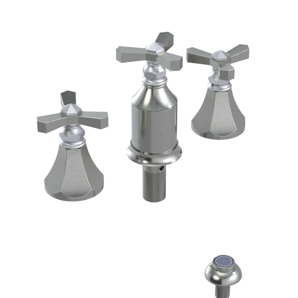 Rubinet Bidet Fitting with Spray, Diverter, and Vacum Breaker (Less Drain) Satin Nickel