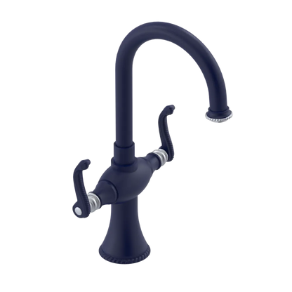 Rubinet Single Hole Dual Handle Lav. Set. (less drain) Midnight Blue