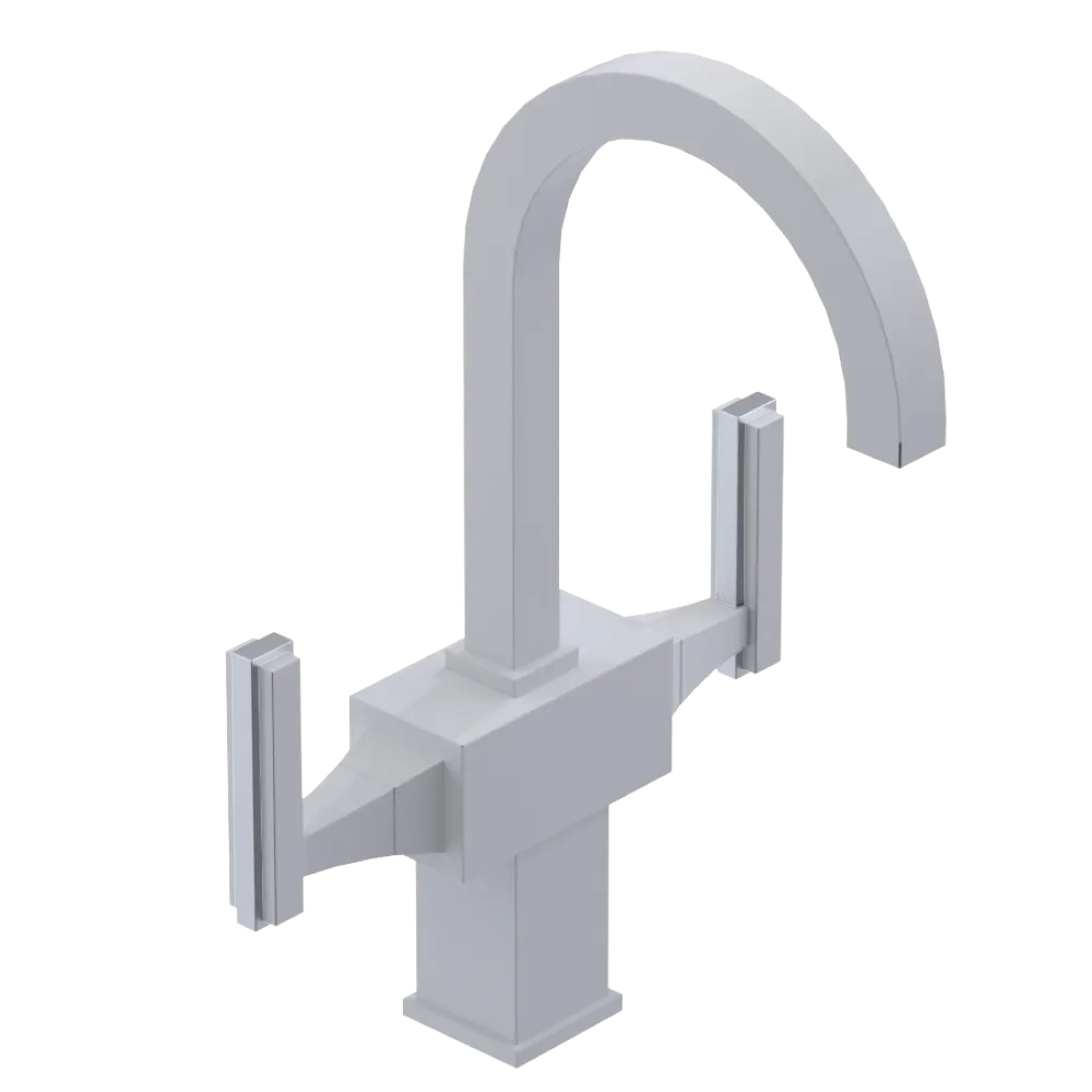Rubinet Single Hole Dual Handle Lav. Set. (less drain) White