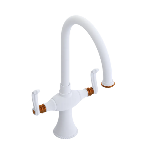 Rubinet Two Handle Single Hole Kitchen Set Matt White