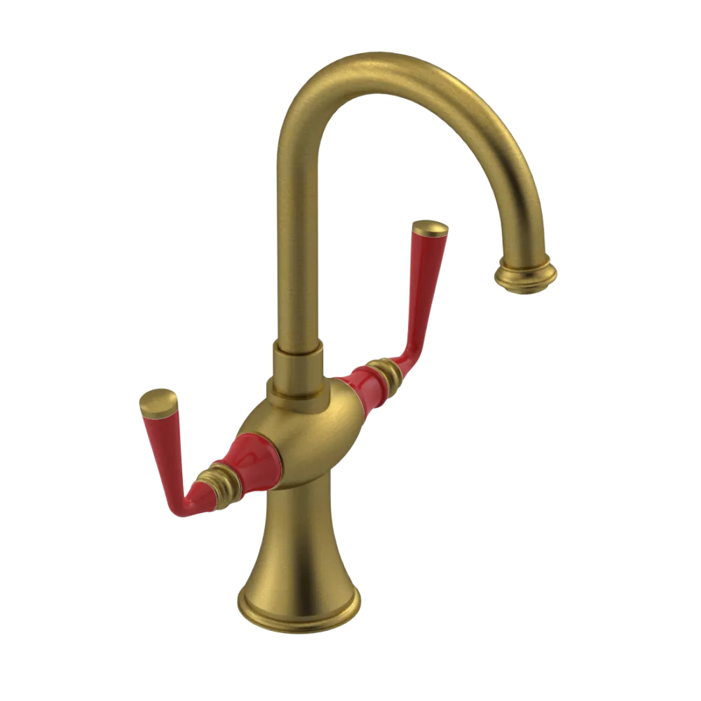 Rubinet Single Hole Dual Handle Lav. Set. (less drain) Antique Brass Matt