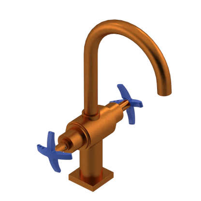 Rubinet Single Hole Dual Handle Lav. Set. (less drain) Antique Copper Matt