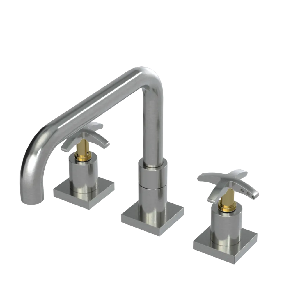 Rubinet Widespread Kitchen Set with Genesis Spout Satin Nickel