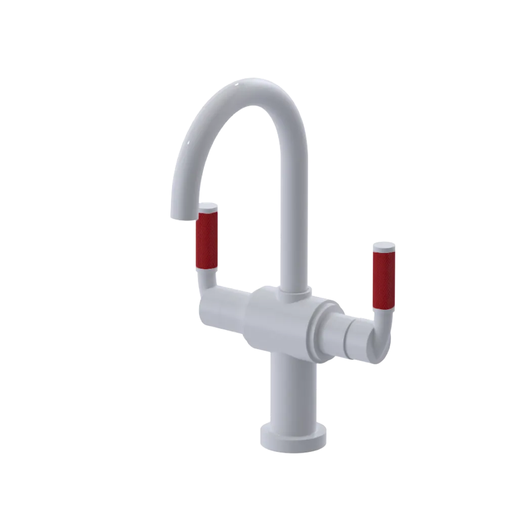 Rubinet Single Hole Dual Handle Lav. Set. (less drain) White