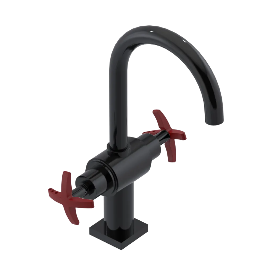 Rubinet Single Hole Dual Handle Lav. Set. (less drain) Black