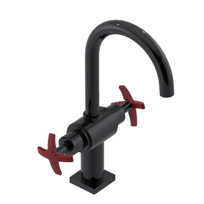 Rubinet Single Hole Dual Handle Lav. Set. (less drain) Black
