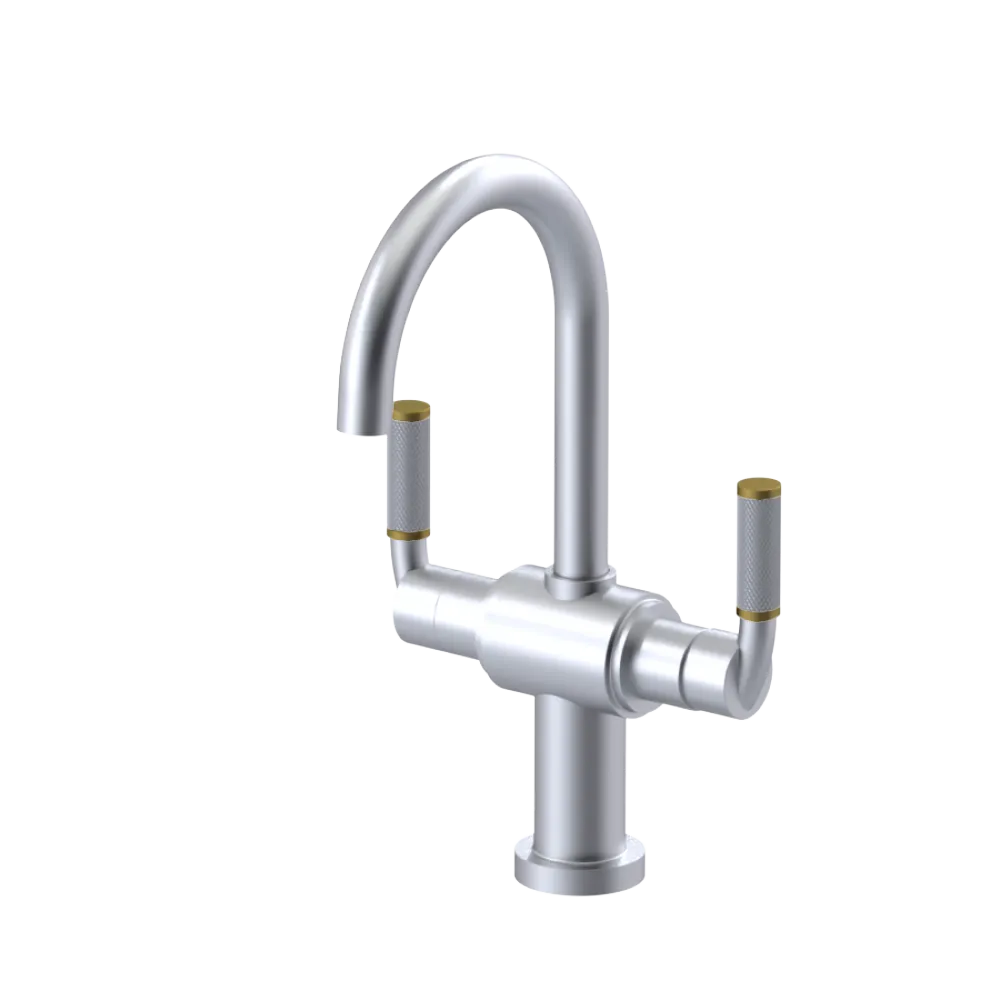 Rubinet Single Hole Dual Handle Lav. Set. (less drain) Satin Chrome