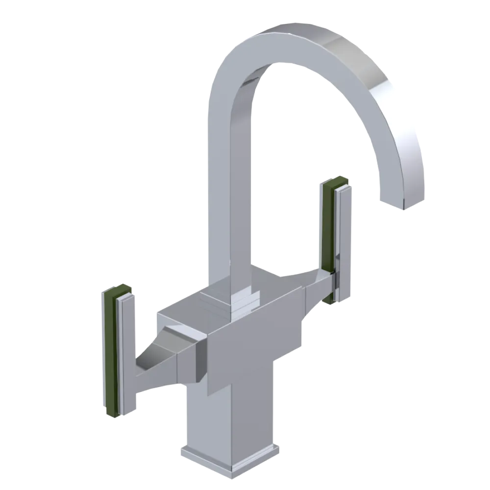 Rubinet Single Hole Dual Handle Lav. Set. (less drain) Chrome
