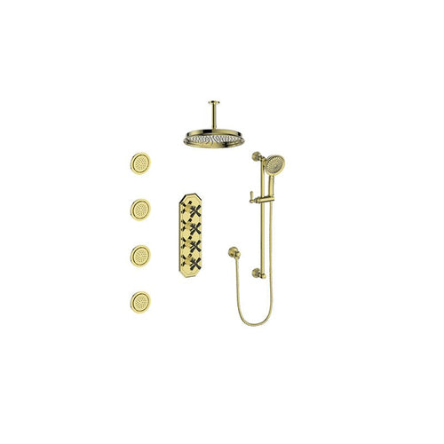Carinthia 3/4-Inch High-Flow Th Shower Kit With Body Jets And 6-Inch Ceiling Arm - Golzar Home