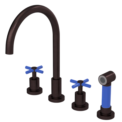 Rubinet Widespread Kitchen Set with LaSalle Spout with Hand Spray Oil Rubbed Bronze