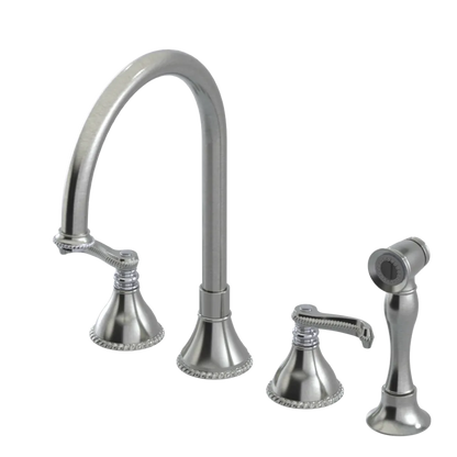 Rubinet Widespread Kitchen Set with Hand Spray Satin Nickel