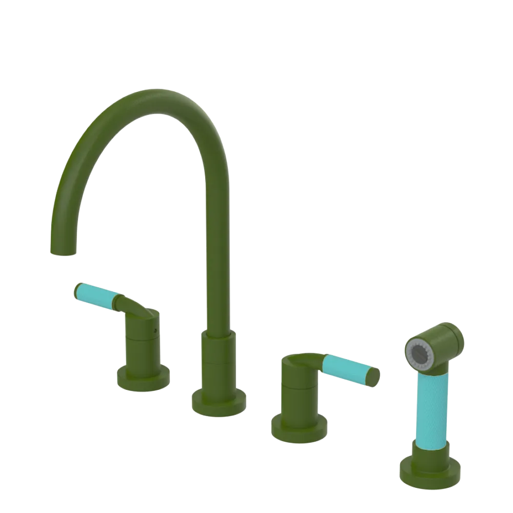 Rubinet Widespread Kitchen Set with Hand Spray Green Envy