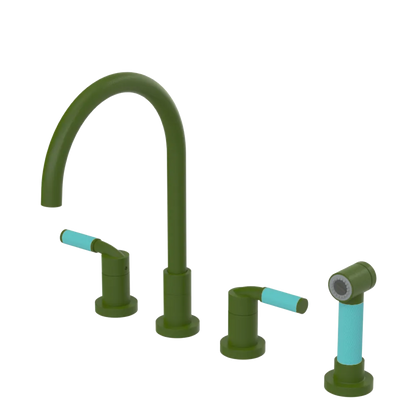 Rubinet Widespread Kitchen Set with Hand Spray Green Envy