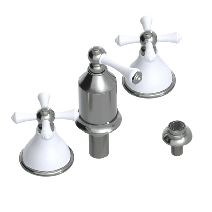Rubinet Bidet Fitting with Spray, Diverter, and Vacum Breaker (Less Drain) Satin Nickel