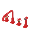 Rubinet Widespread Kitchen Set with Genesis Spout with Hand Spray Red