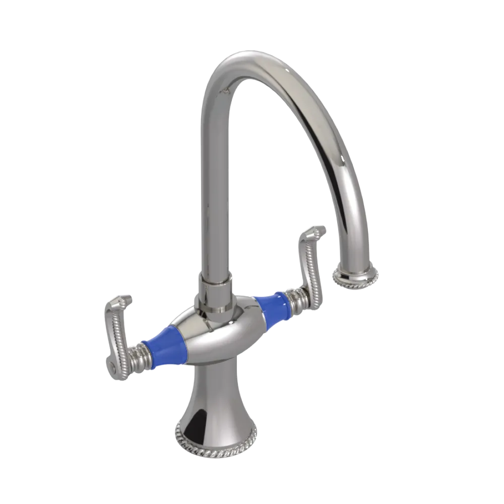 Rubinet Two Handle Single Hole Kitchen Set Polished Nickel
