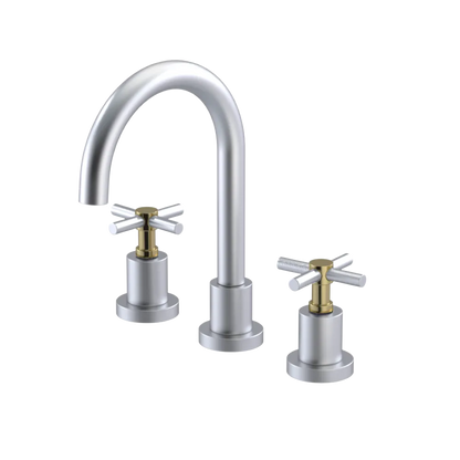 Rubinet Widespread Lav. Set. (less drain) Satin Chrome
