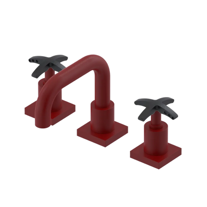 Rubinet Widespread Lav. Set. with Genesis spout (less drain) Maroon
