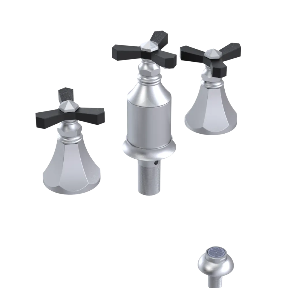 Rubinet Bidet Fitting with Spray, Diverter, and Vacum Breaker (Less Drain) Satin Chrome