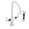 Rubinet Two Handle Single Hole Kitchen Set with Hand Spray Matt White