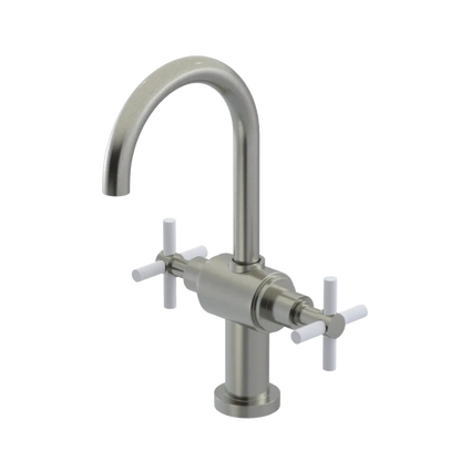 Rubinet Single Hole Dual Handle Lav. Set with LaSalle Spout (less drain) Satin Nickel
