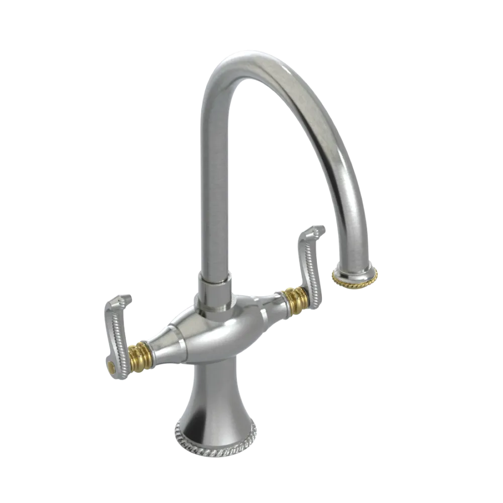 Rubinet Two Handle Single Hole Kitchen Set Satin Nickel