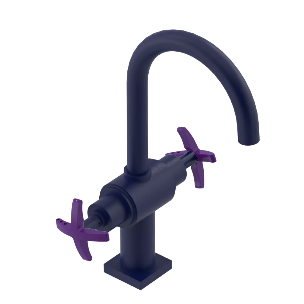 Rubinet Single Hole Dual Handle Lav. Set. (less drain) Midnight Blue