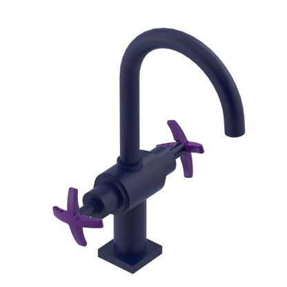 Rubinet Single Hole Dual Handle Lav. Set. (less drain) Midnight Blue