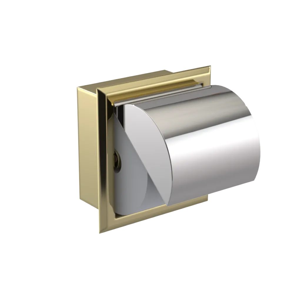 Rubinet RECESSED TOILET PAPER HOLDER Bright Brass