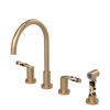 Rubinet Widespread Kitchen Set with Hand Spray Satin Gold