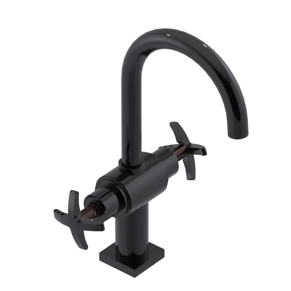 Rubinet Single Hole Dual Handle Lav. Set. (less drain) Black
