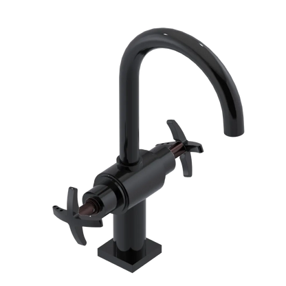 Rubinet Single Hole Dual Handle Lav. Set. (less drain) Black