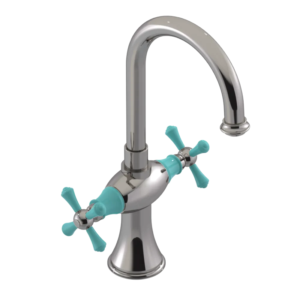 Rubinet Single Hole Dual Handle Lav. Set. (less drain) Polished Nickel