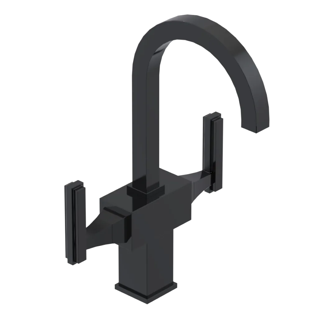 Rubinet Single Hole Dual Handle Lav. Set. (less drain) Black