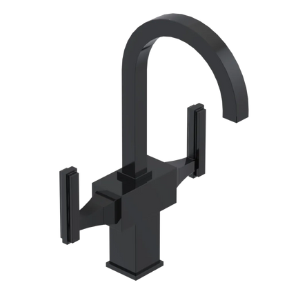 Rubinet Single Hole Dual Handle Lav. Set. (less drain) Black