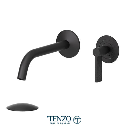 Wall mount lavatory faucet with drain