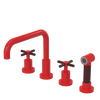Rubinet Widespread Kitchen Set with Hand Spray Red