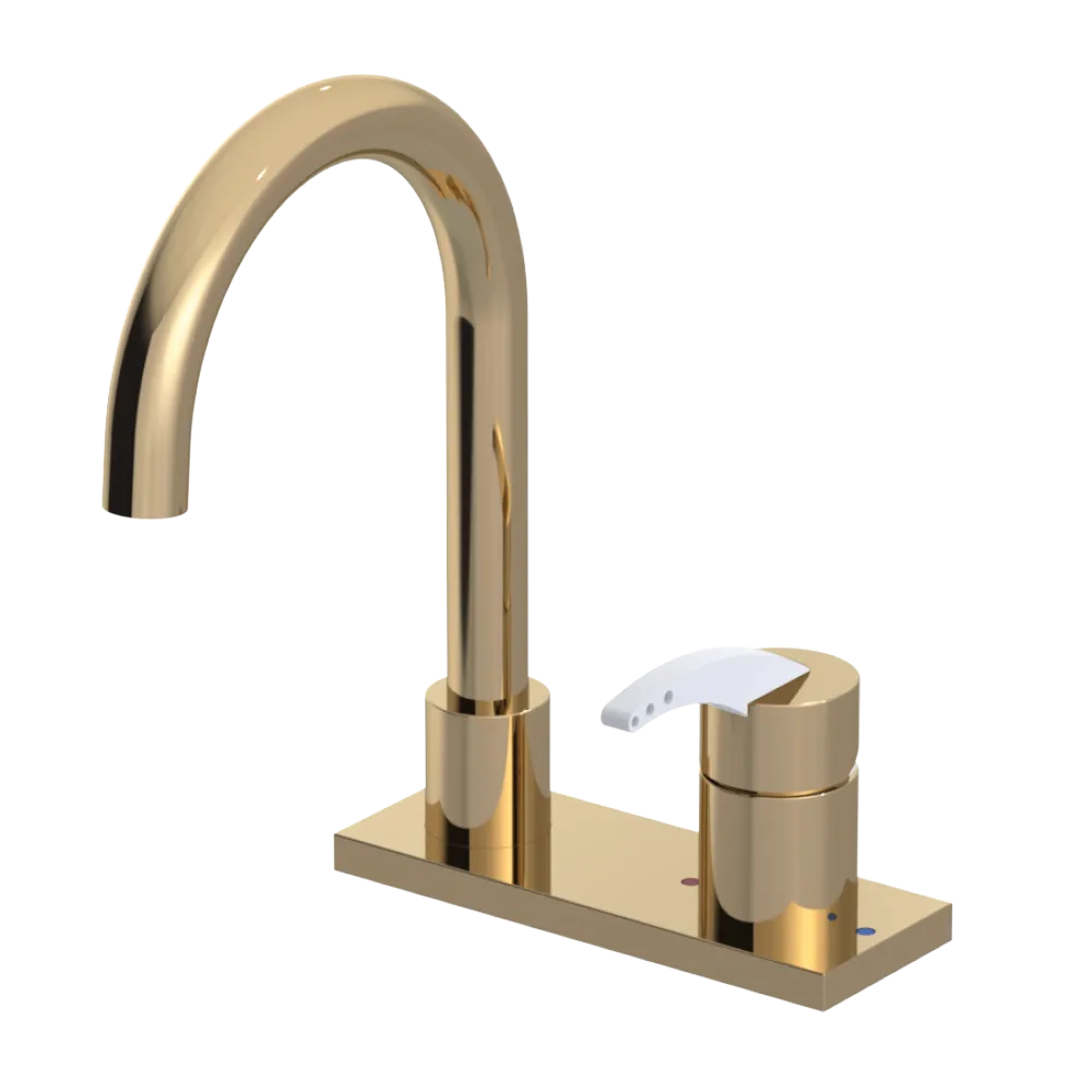 Rubinet 4" Centre Single Control Lav. Set. (less drain) Gold