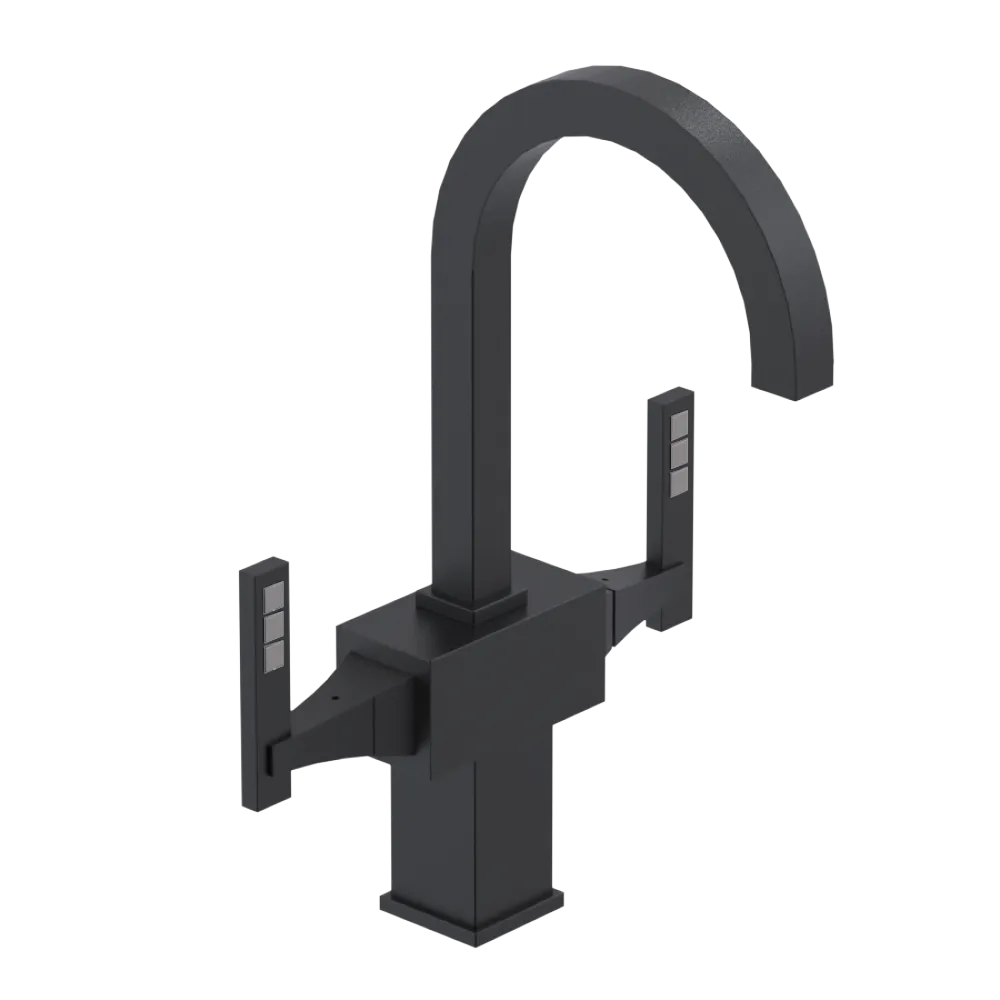 Rubinet Single Hole Dual Handle Lav. Set. (less drain) Matt Black